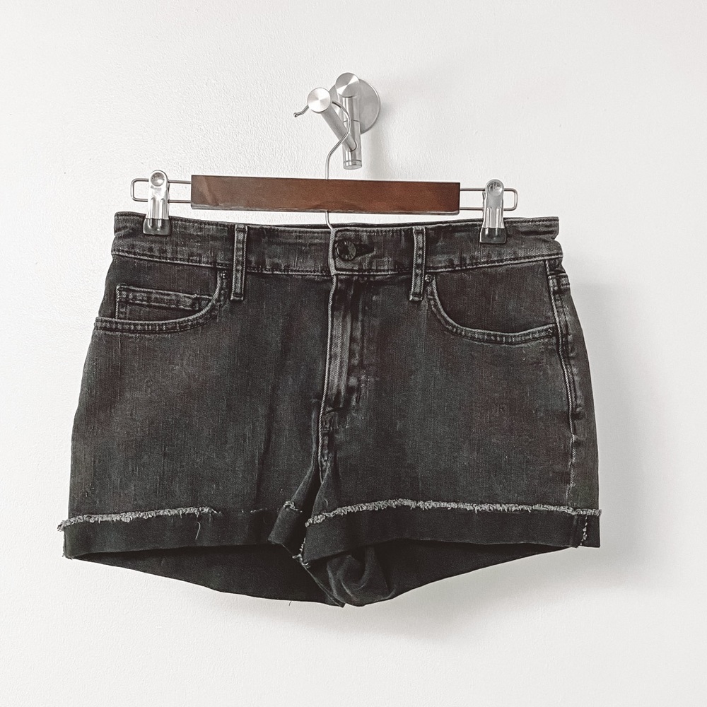 William Rast High Rise Fall Summer Casual Raw Edge Hem Shorts Black 28
